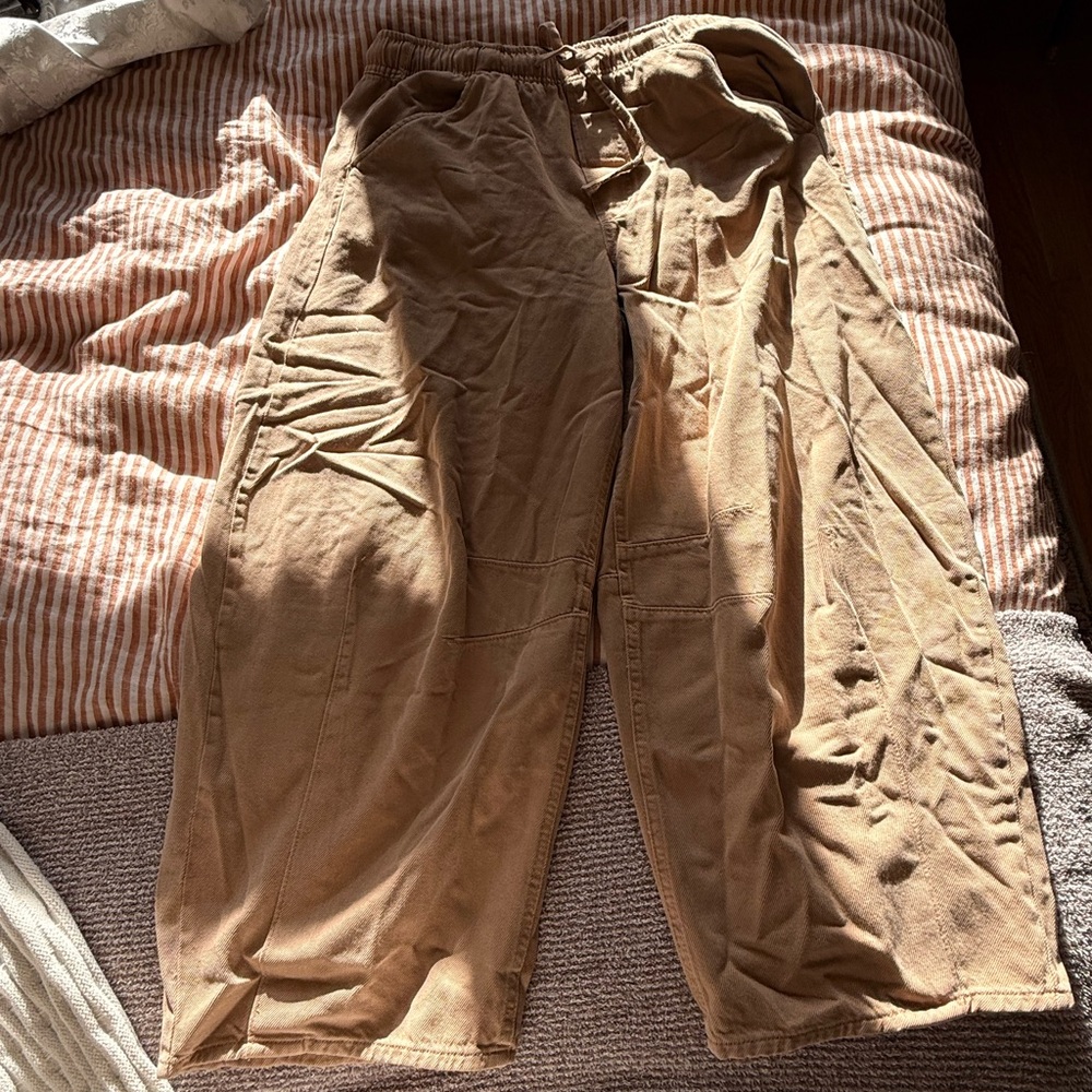 GAP Brown barrel pants with drawstring